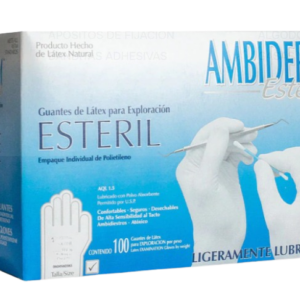 Guante para exploración estéril bajo en polvo 100 pz AMBIDERM